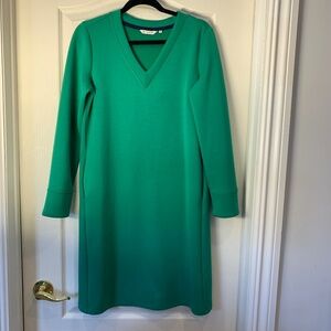Tom Tailor Green V-Neck Sweatshirt Dress Tunic EU 38 | Cozy Chic Long Sleeve Mid